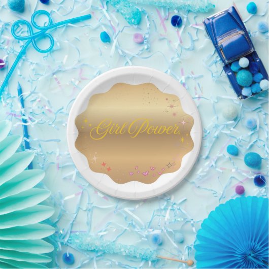 ガールパワーシェイプ ペーパープレート (パーティー)