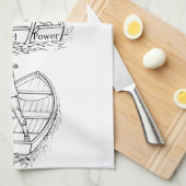 ガールパワースカルリングボートThunder_Cove キッチンタオル (四つ折り)