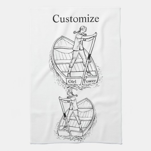 ガールパワースカルリングボートThunder_Cove キッチンタオル (縦)