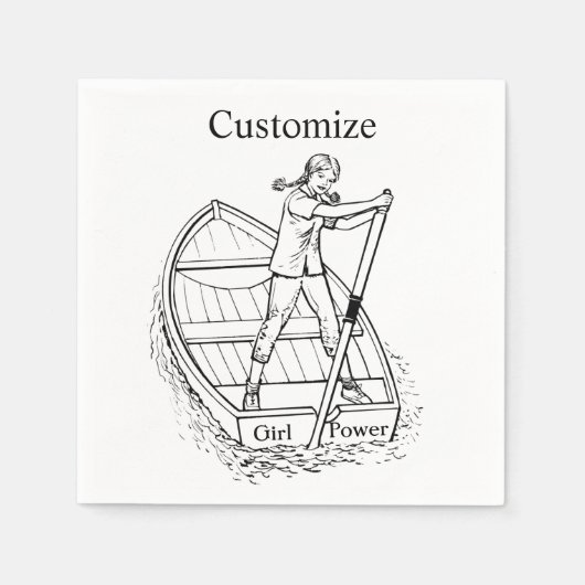 ガールパワースカルリングボートThunder_Cove スタンダードカクテルナプキン (正面)