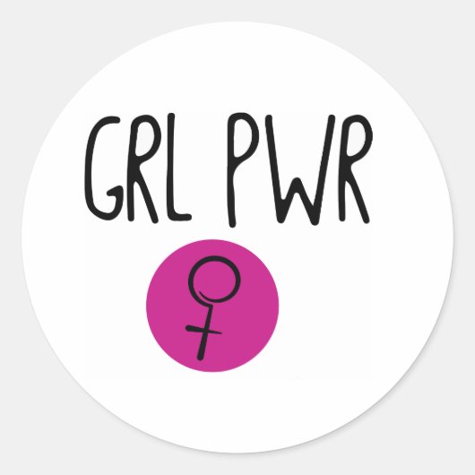 ガールパワーステッカー(GRL PWR) ラウンドシール (正面)