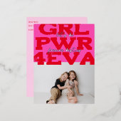 ガールパワーハッピーガレンティンの日と写真 箔シーズンポストカード (正面/裏面)