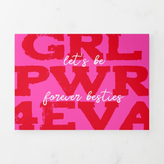 ガールパワーバレンタインデー写真付き3枚カード 三つ折りクリスマスカード (カバー)