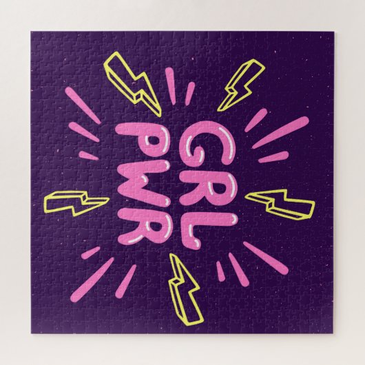 ガールパワーフェミニストのスローガン、バイオレットの背景。 ジグソーパズル (横)