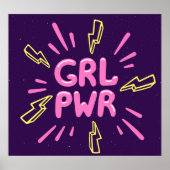 ガールパワーフェミニストのスローガン、バイオレットの背景。 ポスター (正面)