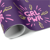 ガールパワーフェミニストのスローガン、バイオレットの背景。 ラッピングペーパー (ロールコーナー)