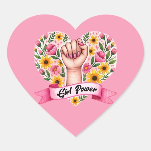 ガールパワーフェミニスト ハートシール (正面)