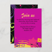 ガールパワーブライトバルミツワー披露宴パーティーカード 招待状 (正面/裏面)