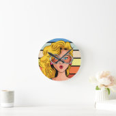 ガールパワーレトロデザインウォールクロック ラウンド壁時計 (ホーム)
