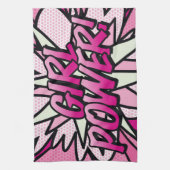 ガールパワー漫画ブックアーポップ・アートのト キッチンタオル (縦)