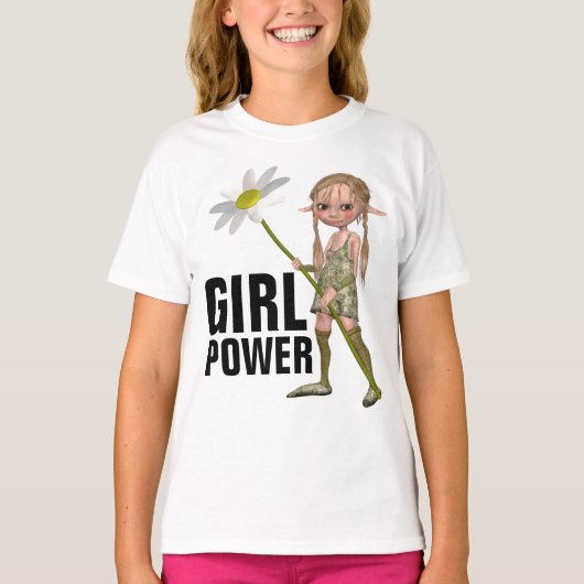 ガールパワー、かわいい小妖精や小人Tシャツ Tシャツ (正面)