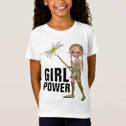 ガールパワー、かわいい小妖精や小人Tシャツ Tシャツ (正面)