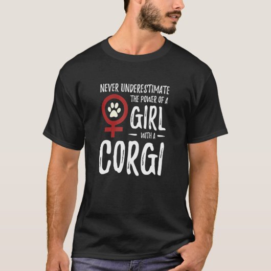 ガールパワー コーギー フェミニスト ドッグママ Tシャツ (正面)
