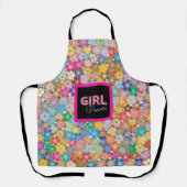 ガールパワー |ピンクガーリーの美しい山花女性 エプロン (正面)