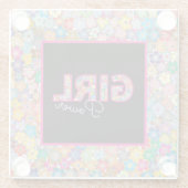 ガールパワー |ピンクガーリーの美しい山花女性 ガラスコースター (裏面)