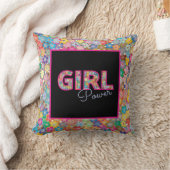 ガールパワー |ピンクガーリーの美しい山花女性 クッション (ブランケット)