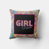 ガールパワー |ピンクガーリーの美しい山花女性 クッション (裏面)