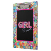 ガールパワー |ピンクガーリーの美しい山花女性 クリップボード (左)