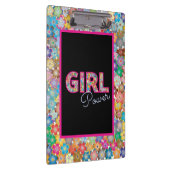 ガールパワー |ピンクガーリーの美しい山花女性 クリップボード (右)