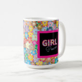 ガールパワー |ピンクガーリーの美しい山花女性 コーヒーマグカップ (正面右)