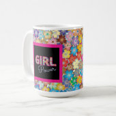 ガールパワー |ピンクガーリーの美しい山花女性 コーヒーマグカップ (正面左)