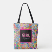 ガールパワー |ピンクガーリーの美しい山花女性 トートバッグ (裏面)