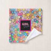 ガールパワー |ピンクガーリーの美しい山花女性 バスタオルセット (ウォッシュタオル)