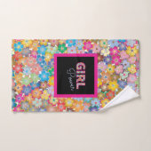 ガールパワー |ピンクガーリーの美しい山花女性 バスタオルセット (ハンドタオル)