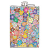 ガールパワー |ピンクガーリーの美しい山花女性 フラスク (裏面)