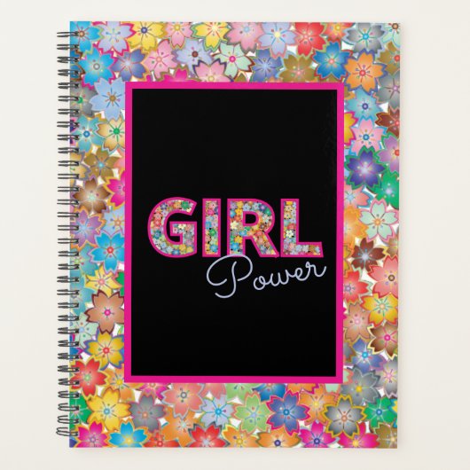 ガールパワー |ピンクガーリーの美しい山花女性 プランナー手帳 (正面)