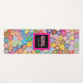 ガールパワー |ピンクガーリーの美しい山花女性 ヨガマット (正面(横))