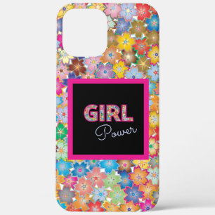 ガールパワー ピンクガーリーの美しい山花女性 iPhone 12 PRO MAX ケース