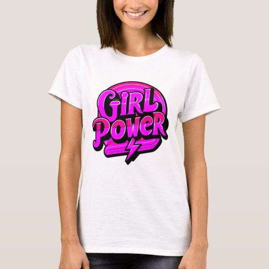 「ガールパワー」フェミニスト Tシャツ (正面)