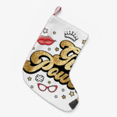 ガールパワー：ヴィンテージフェミニストグリッター。 スモールクリスマスストッキング (正面 (吊り時))