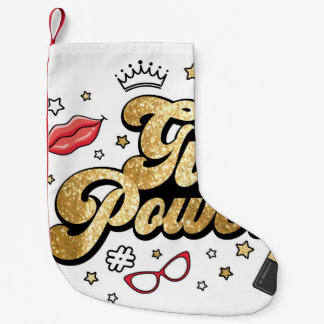 ガールパワー：ヴィンテージフェミニストグリッター。 スモールクリスマスストッキング