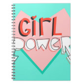 ガールパワー。明るいグラフィックのスローガンと可愛いデザイン ノートブック (正面)