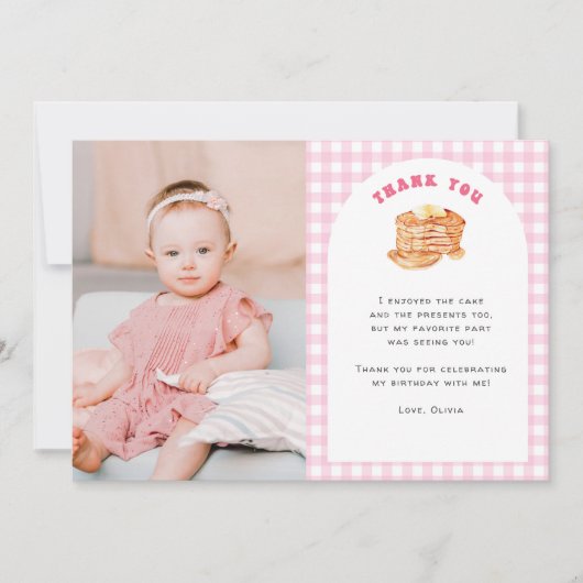 ガールパンケーキブレックファースト1stバースデーフォト サンキューカード (正面)