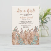 ガールパンパスグラスボホボヘミアン砂漠ベビースシャワー 招待状 (スタンド正面)