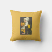 ガールパンプキンキャットヴィンテージハロウィン装飾用クッション クッション (正面)