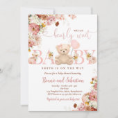 ガールパンプキンテディベアフローラ秋ベビーシャワー 招待状 (正面)