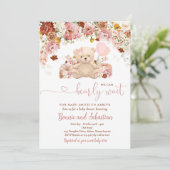 ガールパンプキンテディベアフローラ秋ベビーシャワー 招待状 (スタンド正面)