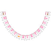 ガールパンプキンパッチトラクターピンクハッピーバースデー バンティングフラッグ (全)