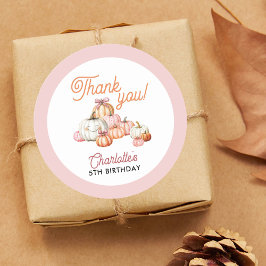 ガールパンプキンパッチ弓バースデーパーティー ラウンドシール