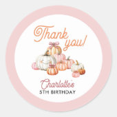 ガールパンプキンパッチ弓バースデーパーティー ラウンドシール (正面)