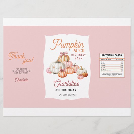 ガールパンプキンパッチ誕生日パーティーチップバッグラッパー チラシ (正面)