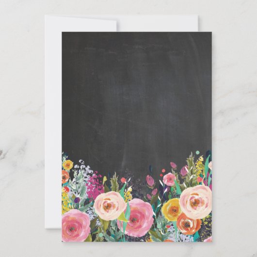 ガールパンプキンファースト誕生日フローラ金ゴールドチャルクボード 招待状 (裏面)