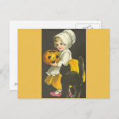 ガールパンプキンブラックキャットヴィンテージハロウィンポストカード ポストカード (正面/裏面)