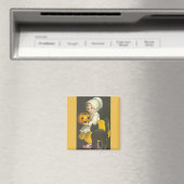 ガールパンプキンブラックキャットヴィンテージハロウィンマグネット マグネット (インサイチュ (食洗機))