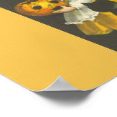 ガールパンプキンブラックキャットヴィンテージハロウィーンポスター ポスター (角)