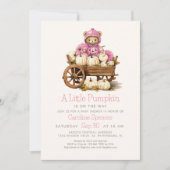 ガールパンプキン秋ベアーベビーシャワー 招待状 (正面)